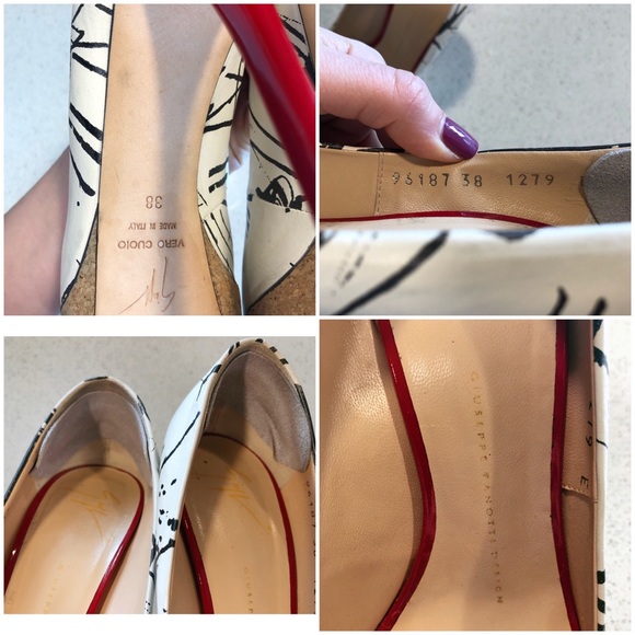 Giuseppe Zanotti White Black Peep Toe Cork SZ 38 8 - Picture 8 of 8